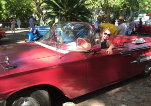 Yvonne in cuba classic car